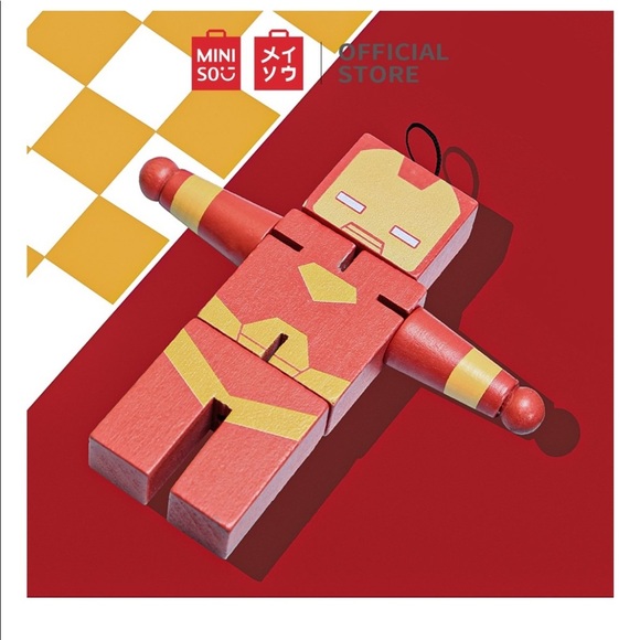Marvel Other - NWT Miniso marvel mini iron man wooden figure cute toy keychain